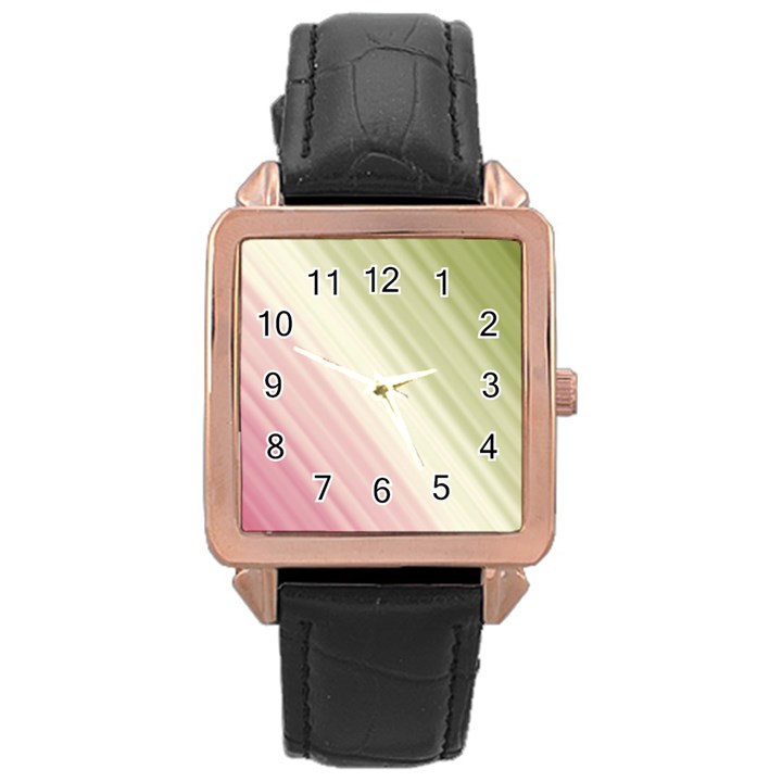 Pink Green Rose Gold Leather Watch 