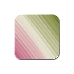 Pink Green Rubber Square Coaster (4 Pack)  by Sparkle