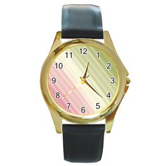 Pink Green Round Gold Metal Watch