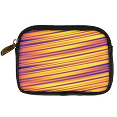 Orange Strips Digital Camera Leather Case by Sparkle