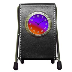 Violet Orange Pen Holder Desk Clock by Sparkle