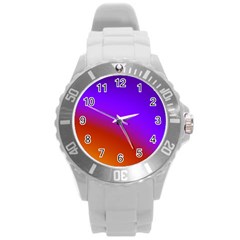 Violet Orange Round Plastic Sport Watch (l) by Sparkle