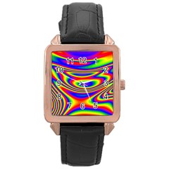 Rainbow Rose Gold Leather Watch  by Sparkle