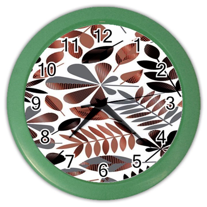 Shiny Leafs Color Wall Clock