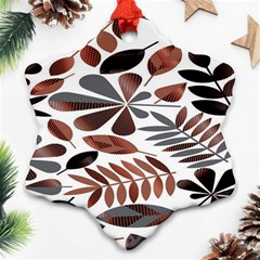 Shiny Leafs Snowflake Ornament (two Sides) by Sparkle