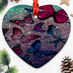 Glitter Butterfly Heart Ornament (two Sides) by Sparkle