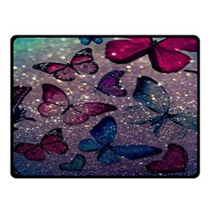 Glitter Butterfly Double Sided Fleece Blanket (small)  by Sparkle