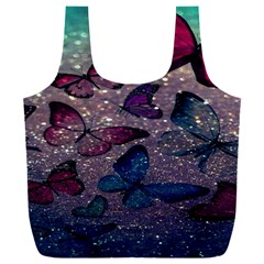 Glitter Butterfly Full Print Recycle Bag (xxxl) by Sparkle