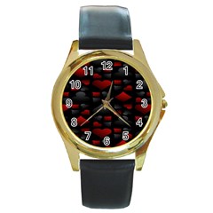 Digital Cards Round Gold Metal Watch by Sparkle