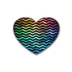 Digital Waves Rubber Coaster (heart)  by Sparkle