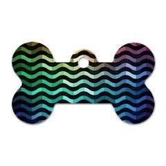 Digital Waves Dog Tag Bone (one Side) by Sparkle