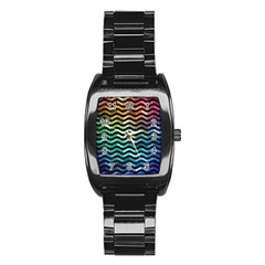 Digital Waves Stainless Steel Barrel Watch by Sparkle