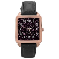 Digital Polka Rose Gold Leather Watch 