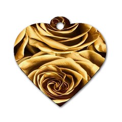 Gold Roses Dog Tag Heart (two Sides) by Sparkle