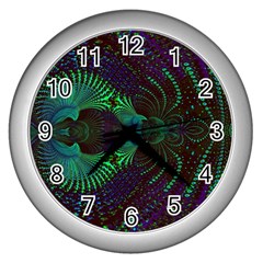 Fractal Flower Wall Clock (silver) by Sparkle