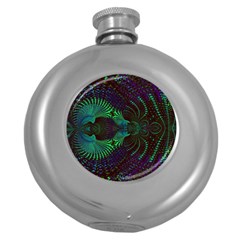 Fractal Flower Round Hip Flask (5 Oz) by Sparkle