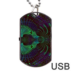 Fractal Flower Dog Tag Usb Flash (one Side) by Sparkle