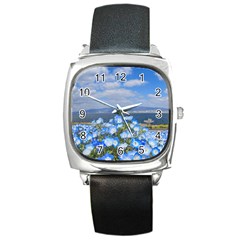 Floral Nature Square Metal Watch by Sparkle