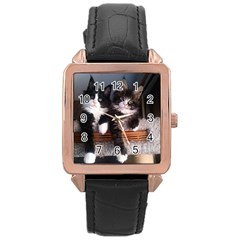 Cats Brothers Rose Gold Leather Watch  by Sparkle