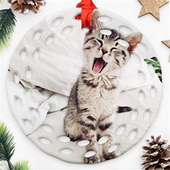 Laughing Kitten Round Filigree Ornament (two Sides) by Sparkle