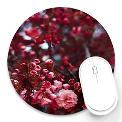 Red Floral Round Mousepads by Sparkle