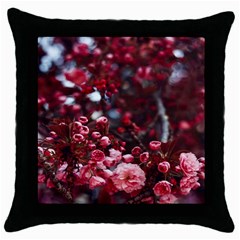 Red Floral Throw Pillow Case (black) by Sparkle