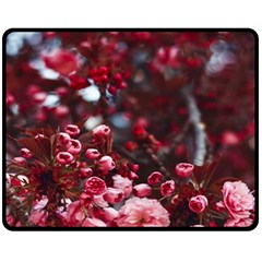 Red Floral Fleece Blanket (medium)  by Sparkle