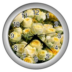 Yellow Roses Wall Clock (silver) by Sparkle