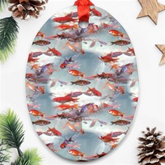 Golden Fishes Oval Ornament (two Sides) by Sparkle