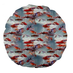 Golden Fishes Large 18  Premium Flano Round Cushions by Sparkle