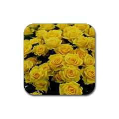 Yellow Roses Rubber Coaster (square)  by Sparkle