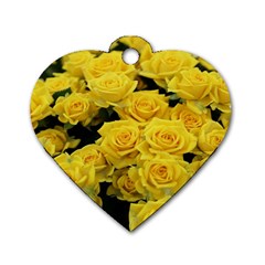 Yellow Roses Dog Tag Heart (two Sides) by Sparkle