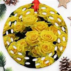 Yellow Roses Round Filigree Ornament (two Sides) by Sparkle