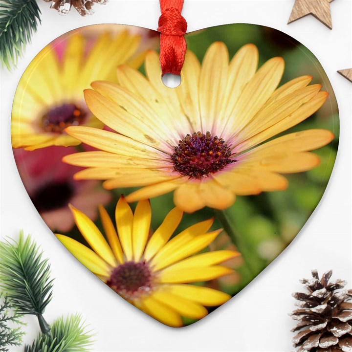 Yellow Flowers Ornament (Heart)