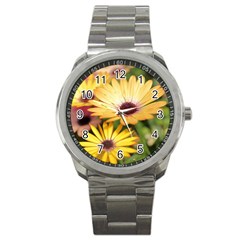 Yellow Flowers Sport Metal Watch by Sparkle