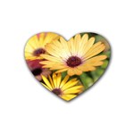 Yellow Flowers Rubber Coaster (Heart)  Front