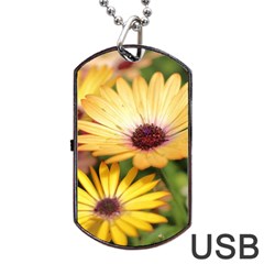 Yellow Flowers Dog Tag Usb Flash (one Side)