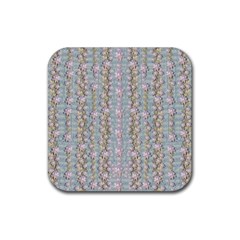 Summer Florals In The Sea Pond Decorative Rubber Coaster (square)  by pepitasart