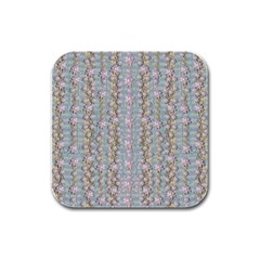 Summer Florals In The Sea Pond Decorative Rubber Square Coaster (4 Pack)  by pepitasart