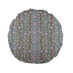 Summer Florals In The Sea Pond Decorative Standard 15  Premium Round Cushions by pepitasart