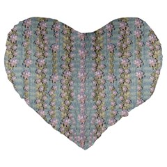 Summer Florals In The Sea Pond Decorative Large 19  Premium Flano Heart Shape Cushions by pepitasart