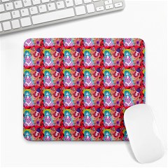 Blue Haired Girl Pattern Red Large Mousepads by snowwhitegirl