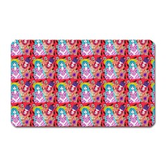 Blue Haired Girl Pattern Red Magnet (rectangular) by snowwhitegirl