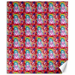 Blue Haired Girl Pattern Red Canvas 20  X 24  by snowwhitegirl