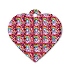 Blue Haired Girl Pattern Red Dog Tag Heart (one Side) by snowwhitegirl