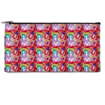 Blue Haired Girl Pattern Red Pencil Case Front