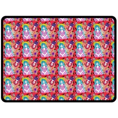 Blue Haired Girl Pattern Red Fleece Blanket (large) 