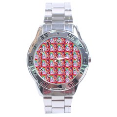 Blue Haired Girl Pattern Red Stainless Steel Analogue Watch by snowwhitegirl