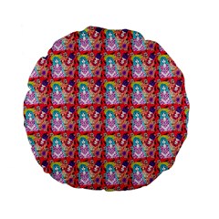 Blue Haired Girl Pattern Red Standard 15  Premium Flano Round Cushions by snowwhitegirl