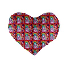 Blue Haired Girl Pattern Red Standard 16  Premium Flano Heart Shape Cushions by snowwhitegirl